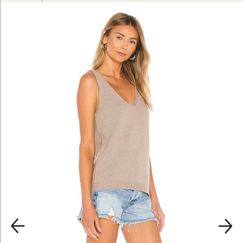 John & Jenn Melange Cotton Tank in Taupe XS